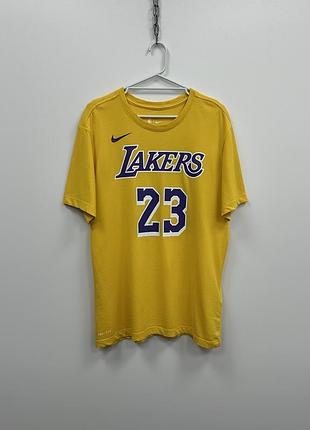 Шикарна футболка nike x nba los angeles lakers #23 james lebron dri-fit t-shirt yellow