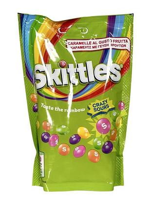 Кислі драже skittles crazy sours vegan, 136 г