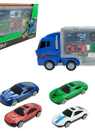 Трейлер автовоз с машинками автопром ps006-1 гараж