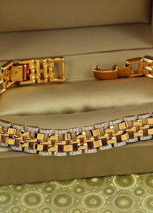 Браслет xuping jewelry лента с родием 17,5 см 10 мм золотистый love-shopping