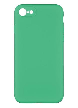 Чехол на iphone 7 / iphone 8 / iphone se 2020 мятный силиконовый матовый с защитой камеры с микрофиброй