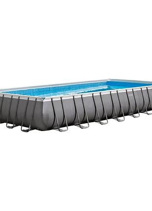 Бассейн каркасный "premium pool" intex 26378 фильтр-насос, лестница, подстилка, тент