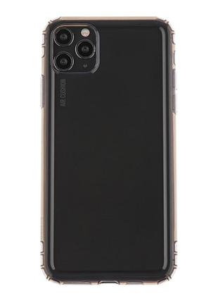 Чохол на iphone 11 pro max напівпрозорий чорний силіконовий протиударний із захистом камери для айфон 11 про макс