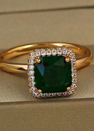 Кільце xuping jewelry піраміда із зеленим каменем р 20 золотисте love-shopping