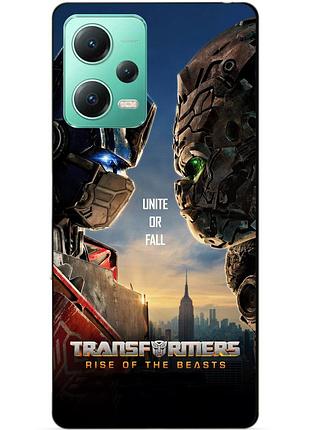 Силиконовый чехол бампер для xiaomi redmi note 12 5g с рисунком звероботы трансформеры transformers