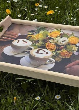 ☕ столик для сніданку в ліжко “love coffee” з принтом