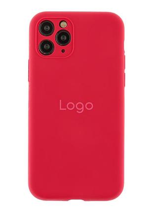 Чехол на iphone 11 pro винно-красный силиконовый матовый с микрофиброй с защитой камеры для айфон 11 про