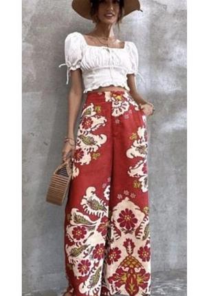 Льняные брендовые брюки zara