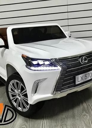 Детский электромобиль на аккумуляторе lexus lx 570 на радиоуправлении для детей 3-8 лет белый