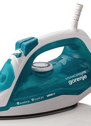 Утюг gorenje, 1800вт, 250мл, паровой удар -80гр,верт. отпаривание, антинакипь, керам. подошва, морской волны