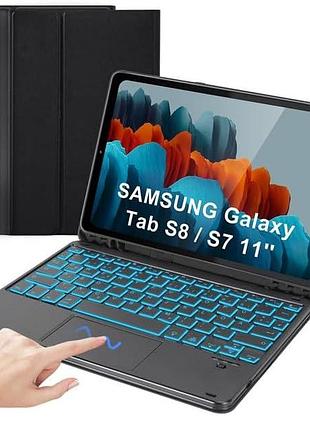 Фирменный чехол-книжка roofei с bluetooth клавиатурой для планшета samsung galaxy tab s8 2022/ s7 2020 11 дюймов