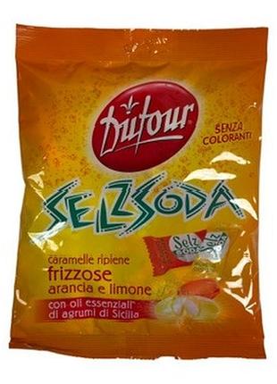 Конфеты dufour газированные с апельсином и лимоном e caramelle ripiene frizzose arancia e limone, 150 г