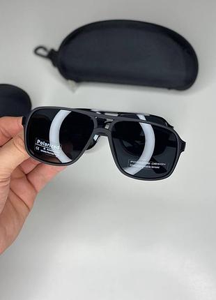 Чоловічі окуляри краплі polarized porsche з поляризацією сонцезахисні окуляри від сонця для чоловіків полароїд чорний матовий