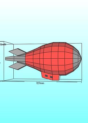 Paperkhan конструктор з картону 3d модель паперкрафт papercraft повітряна куля дирижабль літак ракета техніка транспорт