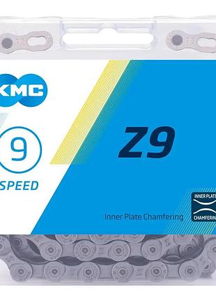 Цепь велосипедная kmc z9 grey для 9 скоростных трансмиссий 116 звеньев