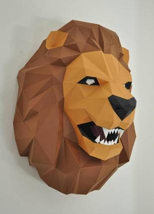 Paperkhan набор для создания 3d фигур лев кот кошка паперкрафт papercraft подарок сувернир игрушка конструктор