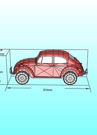 Paperkhan конструктор з картону 3d фігура volkswagen beetle маштабна модель на стіну паперкрафт papercraft набір для творчості