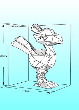 Paperkhan конструктор з картону 3d фігура півень курка птах пташка паперкрафт papercraft подарунковий набір для творчості іграшка
