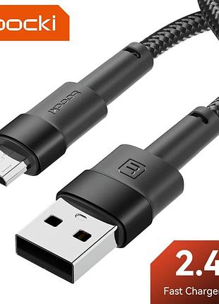 Кабель для зарядки usb – micro usb 2.4a 1 м, зарядный провод шнур microusb для телефона и смартфона toocki vk-03