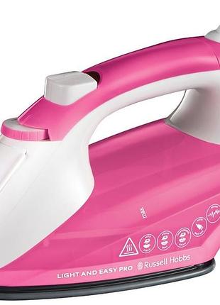 Утюг russell hobbs light & easy pro, 2600вт, 240мл, паровой удар -130гр, постоянный пар - 40гр, керам. подошва, бело-розовый
