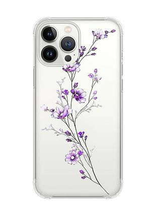 Чехол с утолщёнными углами на iphone 14 pro max :: веточка цветов (принт 278)