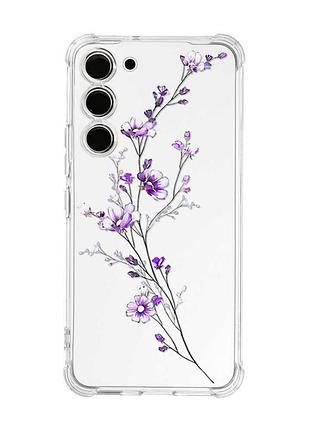 Чехол с утолщёнными углами на samsung galaxy s23 :: веточка цветов (принт 278)