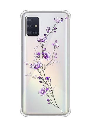 Чехол с утолщёнными углами на samsung galaxy a71 / a715 :: веточка цветов (принт 278)