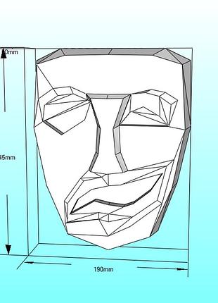 Paperkhan констрктор из картона 3d фигура чицо маска человек глова обрубовка паперкрафт papercraft набор творчества пазл оригами