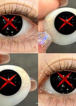 Черные контактные линзы кнейв геншин от elite lens® | цветные линзы для красоты ( нулевки ) | крейзи/косплей