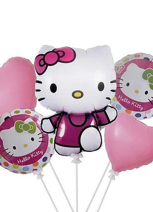 Набор фольгированных шариков "hello kitty" 5 шт праздничные декорации
