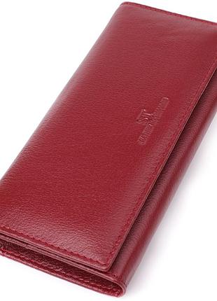 Элегантный кошелек у два сложения из натуральной кожи st leather 23065 бордовый