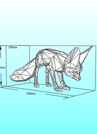 Paperkhan конструктор з картону лис лиса лисица пазл орігамі papercraft 3d фігура полігональна набір подарок сувенір антистрес