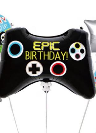 Набор фольгированных шариков "джойстик epic birthday" 5 шт декоративные для праздников