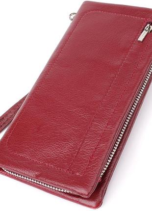 Кожаный женский кошелек-клатч с отделением под телефон st leather 23102 бордовый