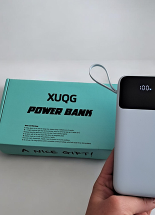 Power bank xuqg 20000 mah с дисплеем, 2×usb, быстрая зарядка, голубой