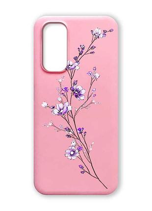 Матовий рожевий чохол на xiaomi redmi note 11 4g гілочка квітів (принт 278)