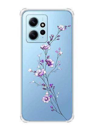 Чехол с утолщенными углами на xiaomi redmi note 12 4g :: веточка цветов (принт 278)