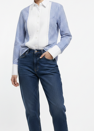 Стильна сорочка zara woman у смужку з плісировкою