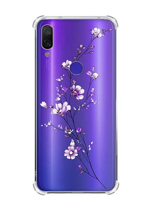 Чехол с утолщёнными углами для xiaomi redmi note 7/note 7 pro :: веточка цветов (принт 278)