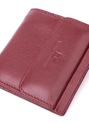 Небольшой женский кошелек с монетницей снаружи из натуральной кожи st leather 22544 бордовый