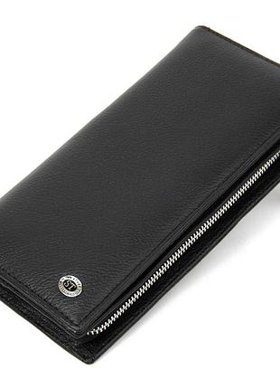 Практичный кожаный кошелек-клатч st leather 19371 черный