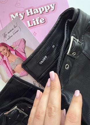 Спідниця cropp чорна екошкіра xs коротка