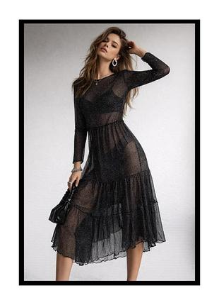 Розкішна жіноча прозора вечірня сукня