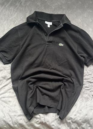 Футболка поло lacoste  , для підлітків , чорна,  14, 164