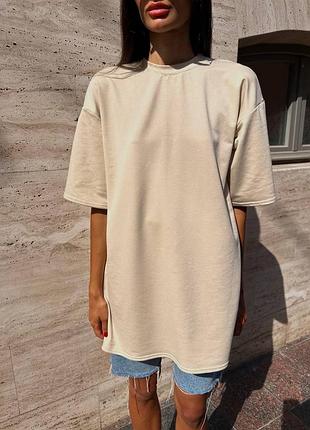 Футболка жіноча як сукня  платье oversize xs-l — бежевий, барбі