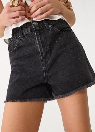Трендові шорти чорні з стразами блискітками 36 stradivarius