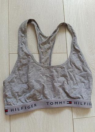 Котоновий спортивний топ сірий tommy hilfiger xs s 65c 65d 70a 70b