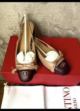 Мюли valentino бежево бордовые