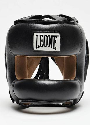Боксерский шлем с бампером leone cs425 black m (капа в комплекте)