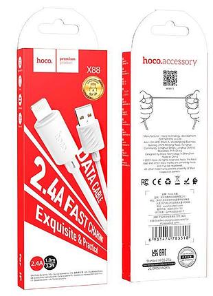 Кабель hoco lightning gratified charging data cable x88 |1m, 2.4a| белый